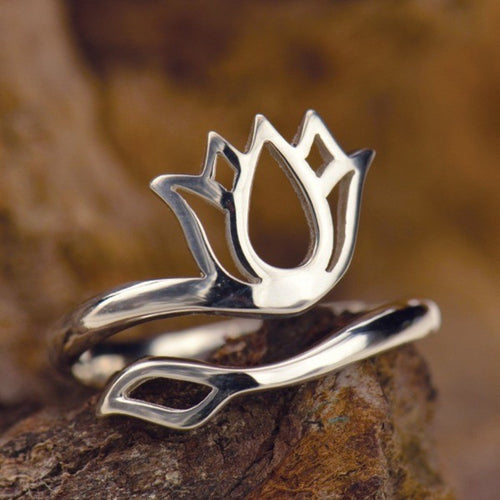 Sterling Silver Lotus Flower Ring Rings