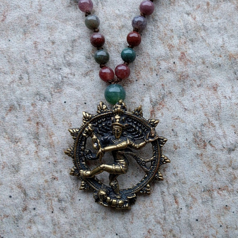 Bronze Dancing Shiva Necklace - Fancy Jasper